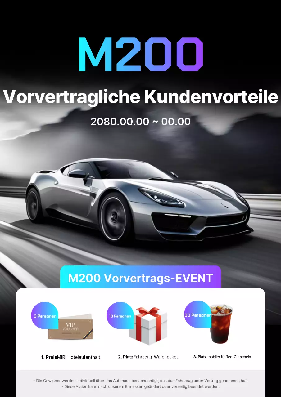 Schwarzes stilvolles Auto-Event