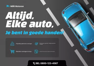 Reclame voor een moderne auto in hemelsblauw
