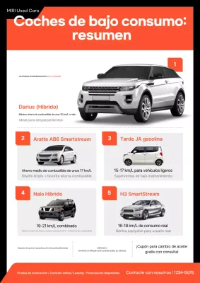 Anuncio de coche moderno de color naranja