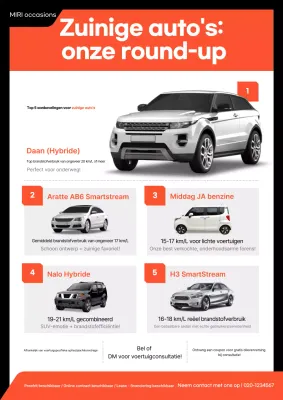 Oranje moderne auto-advertentie