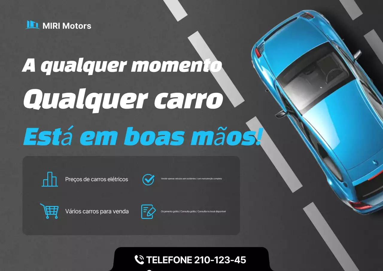 Propaganda de carro moderno azul-celeste
