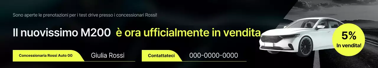 Semplice promozione di lancio di una nuova auto nera