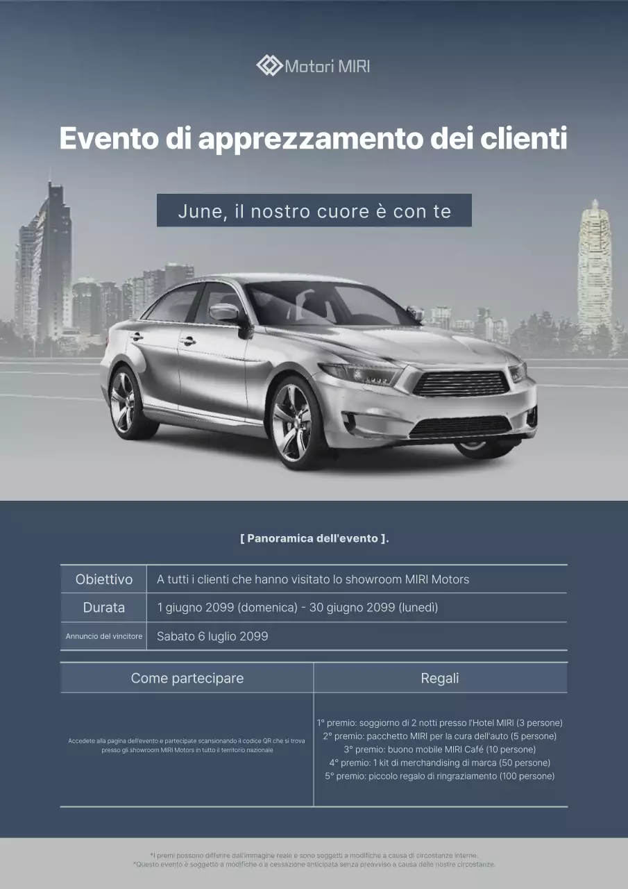 Promozione dell'evento auto moderna grigia
