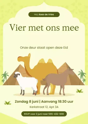 Groene illustratieve Eid Adha-uitnodigingsposter