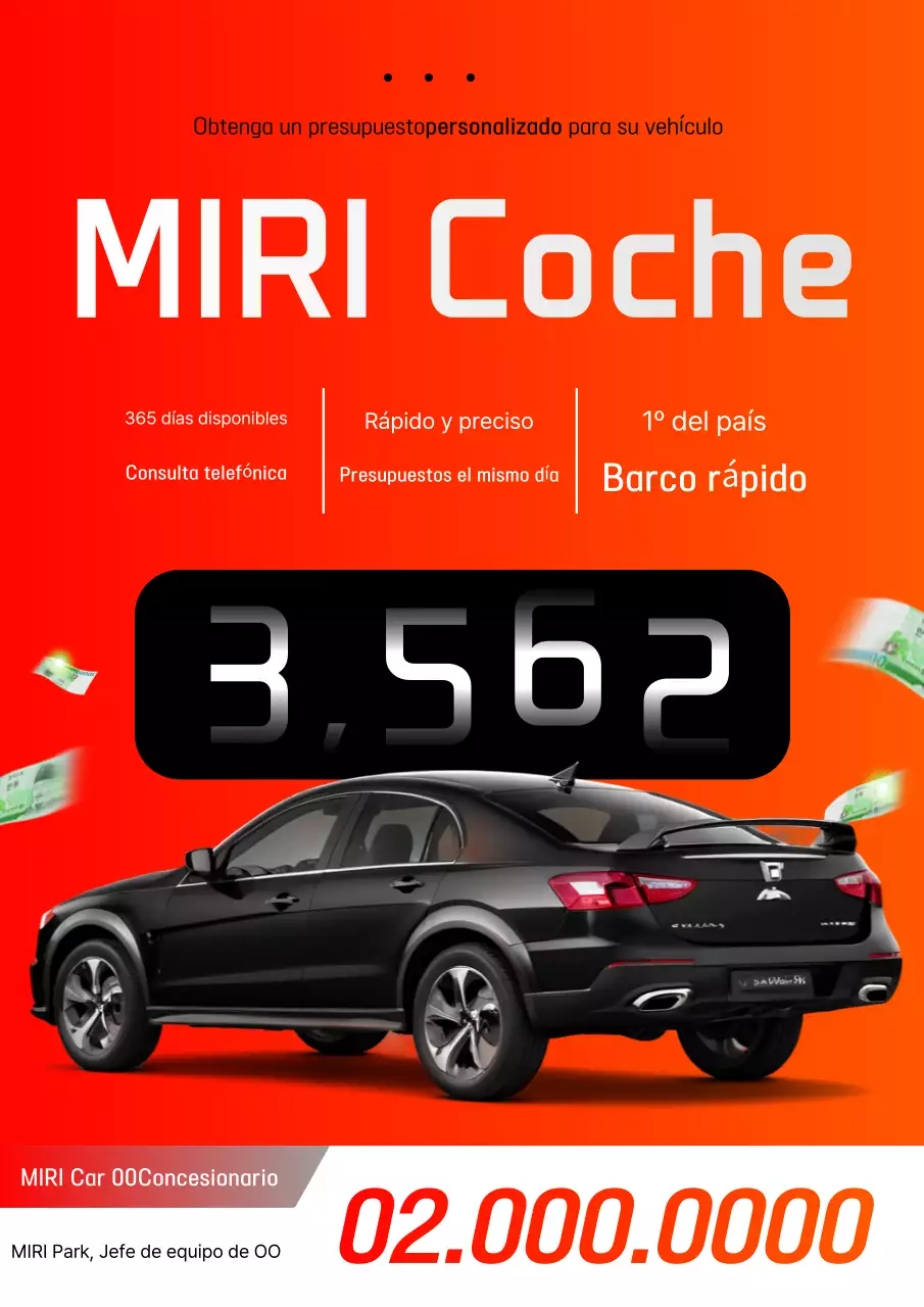 Anuncio de coche moderno de color naranja