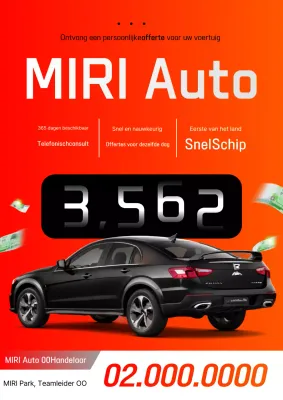 Oranje moderne auto-advertentie