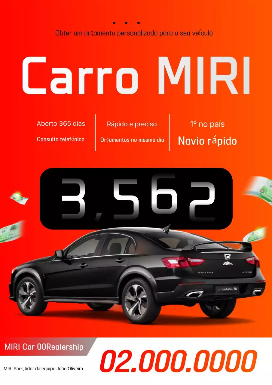Anúncio de carro moderno laranja