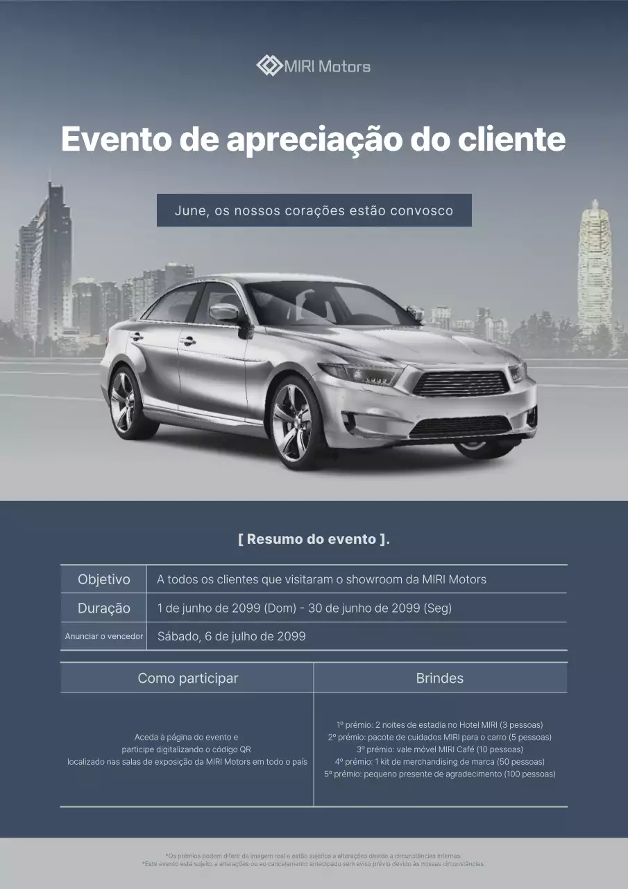 Promoção de evento de carro moderno cinza