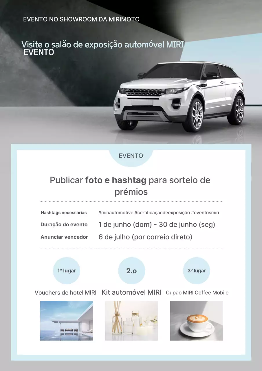 Guia de eventos de carros modernos da Mint