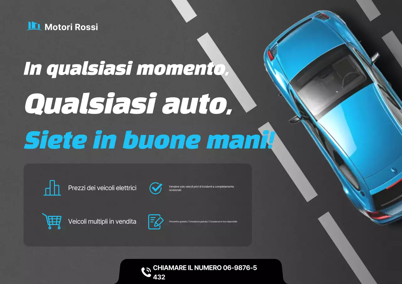 Pubblicità di un'auto moderna blu cielo