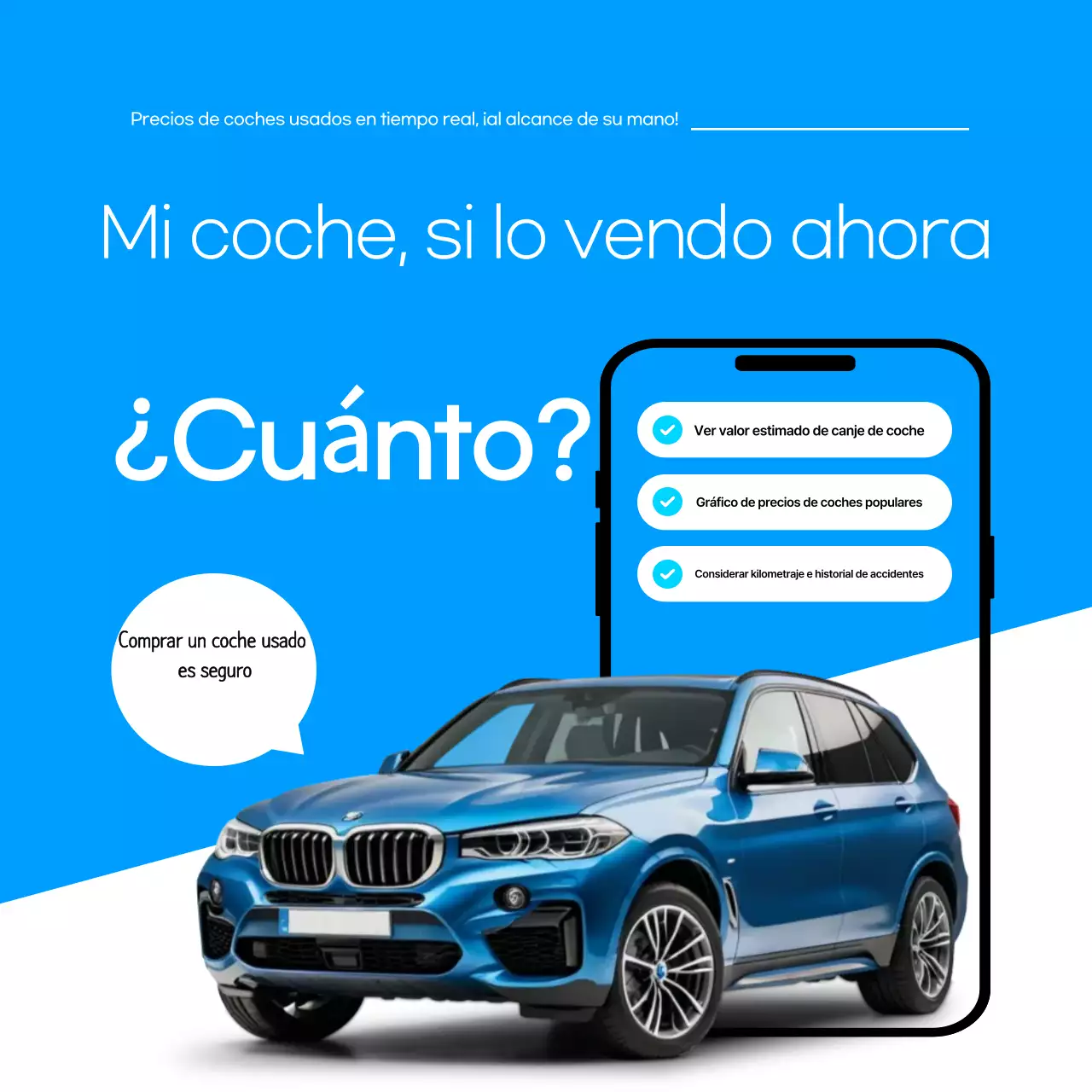 Anuncio de venta de coche usado moderno azul