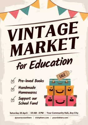 Beige Retro Vintage Market Promotion Poster
