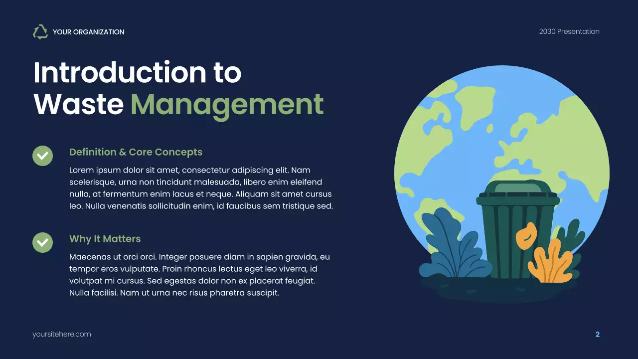 Navy Modern Sustainability Waste Management Presentation