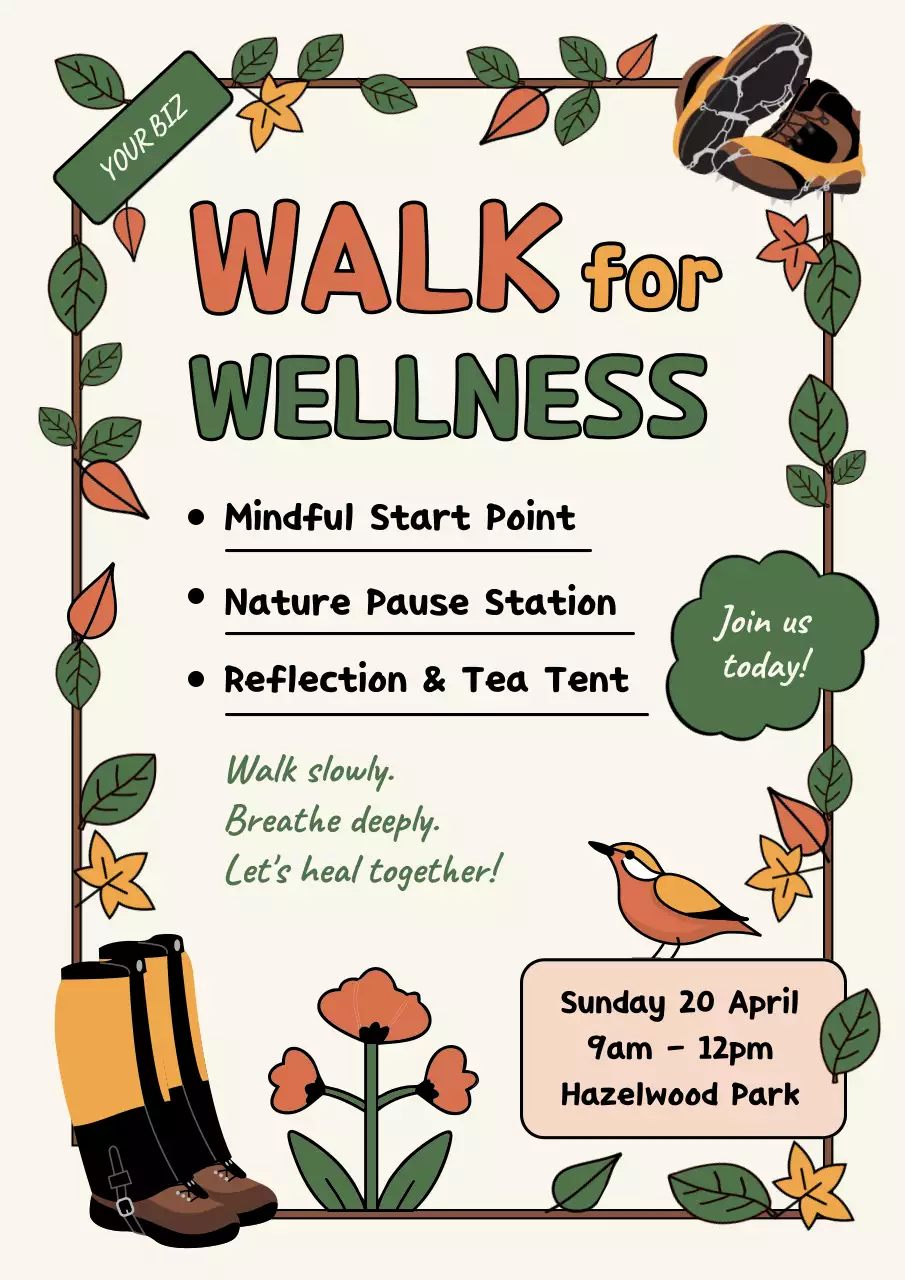 Orange Rustic Wellness Invitation Poster