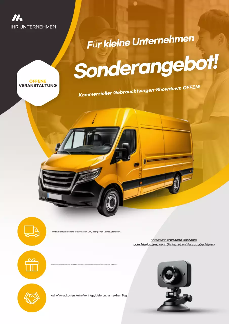 Gelbes modernes Auto-Event