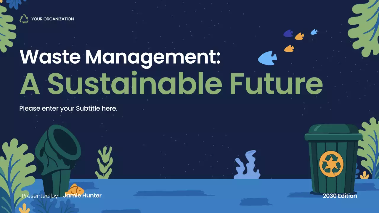 Navy Modern Sustainability Waste Management Presentation