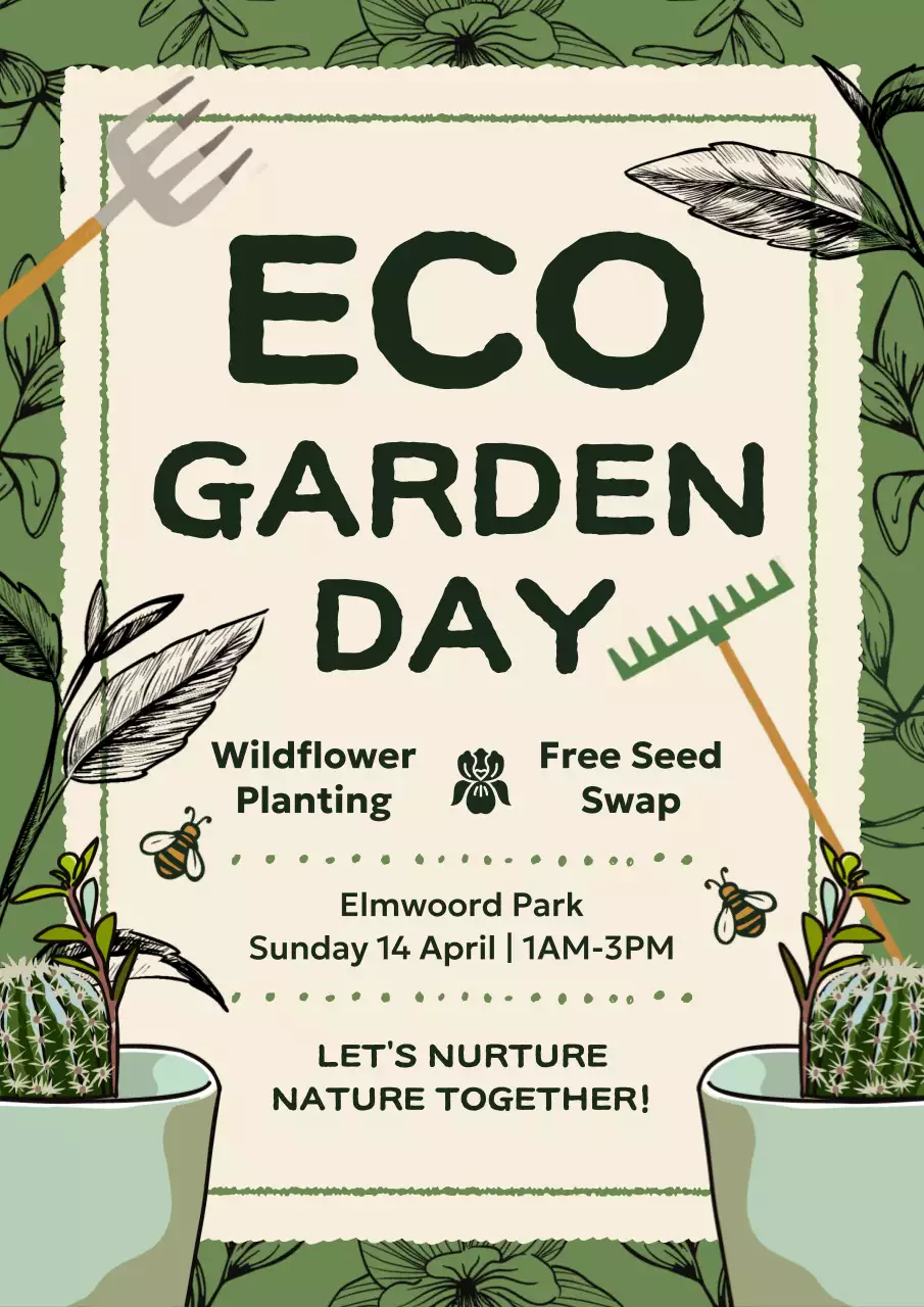 Green Rustic Garden Event Poster