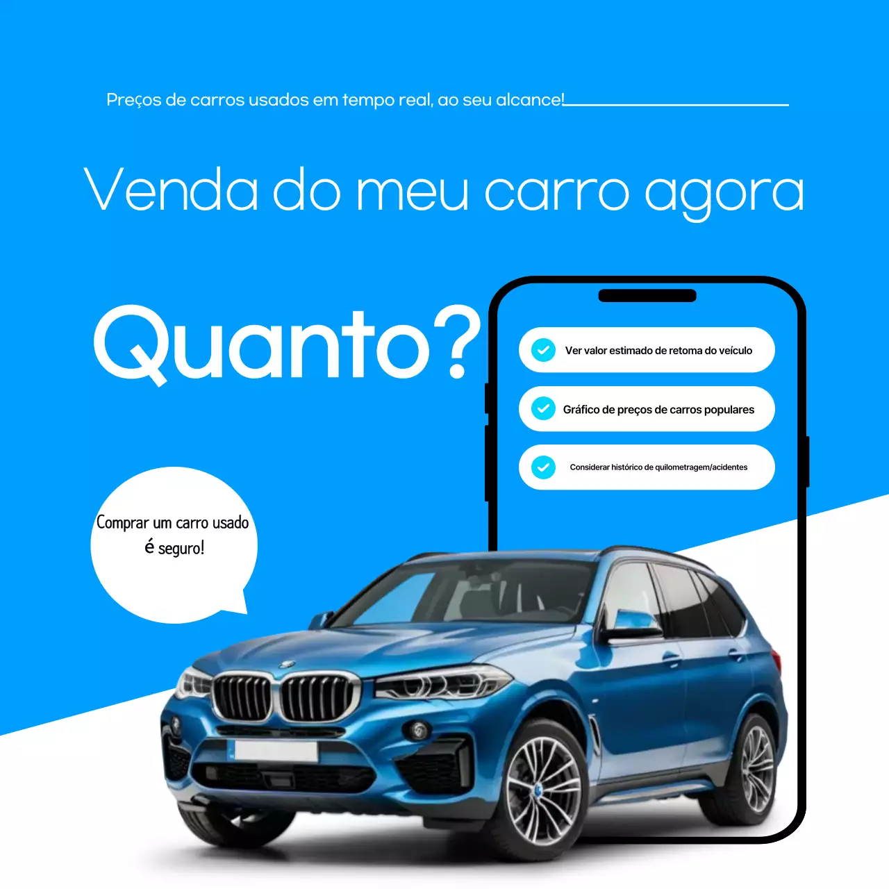 Anúncio de carro usado moderno azul à venda