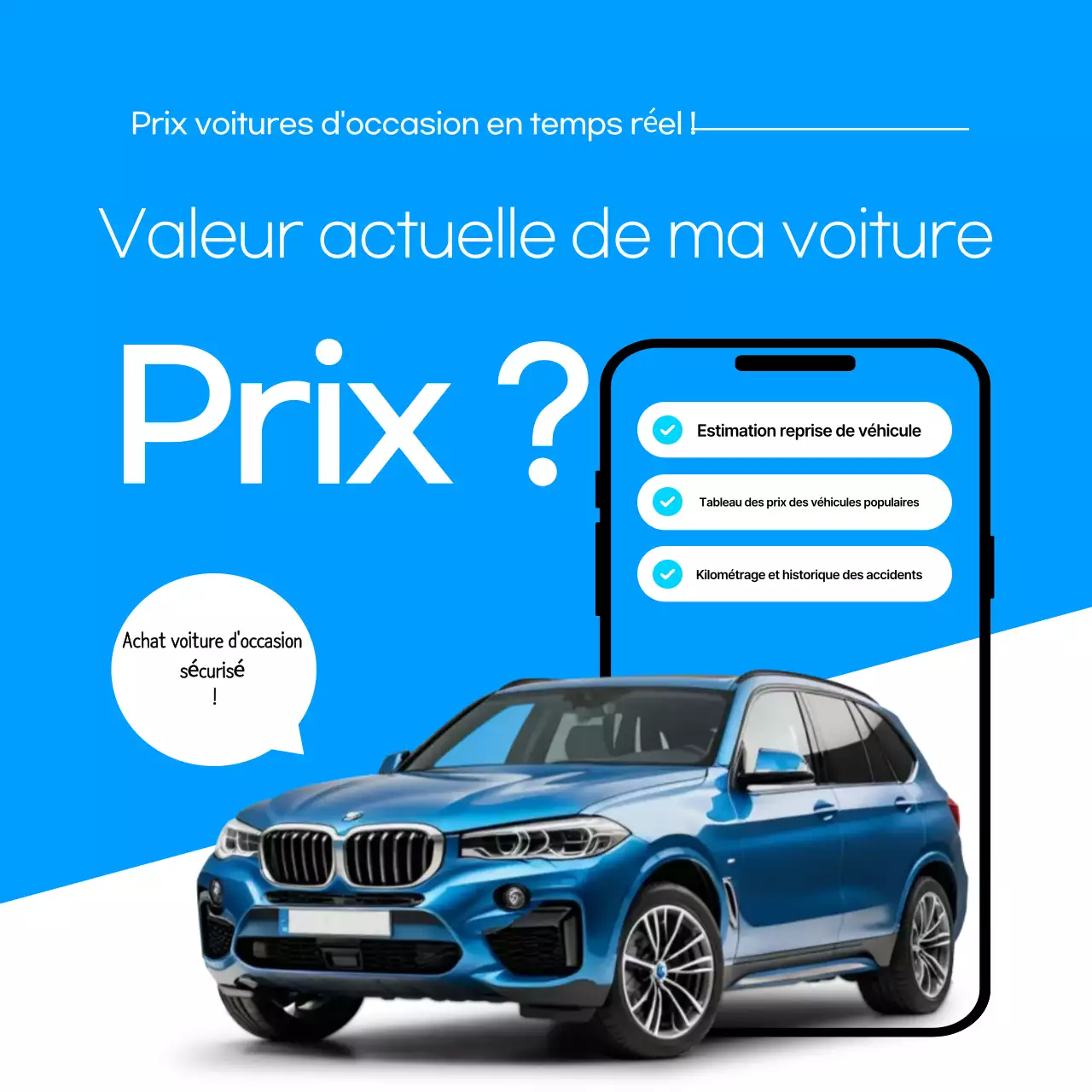 Annonce de vente d'une voiture d'occasion moderne bleue