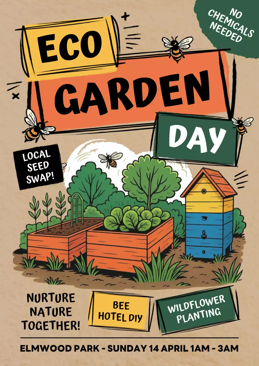 Colourful Rustic Garden Event Poster