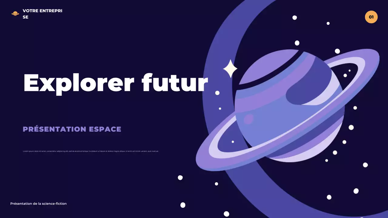 Présentation illustrative de science-fiction futuriste violette