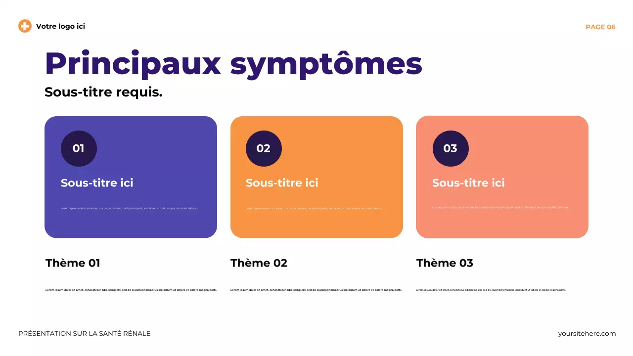 Présentation illustrative moderne et violette sur la santé rénale