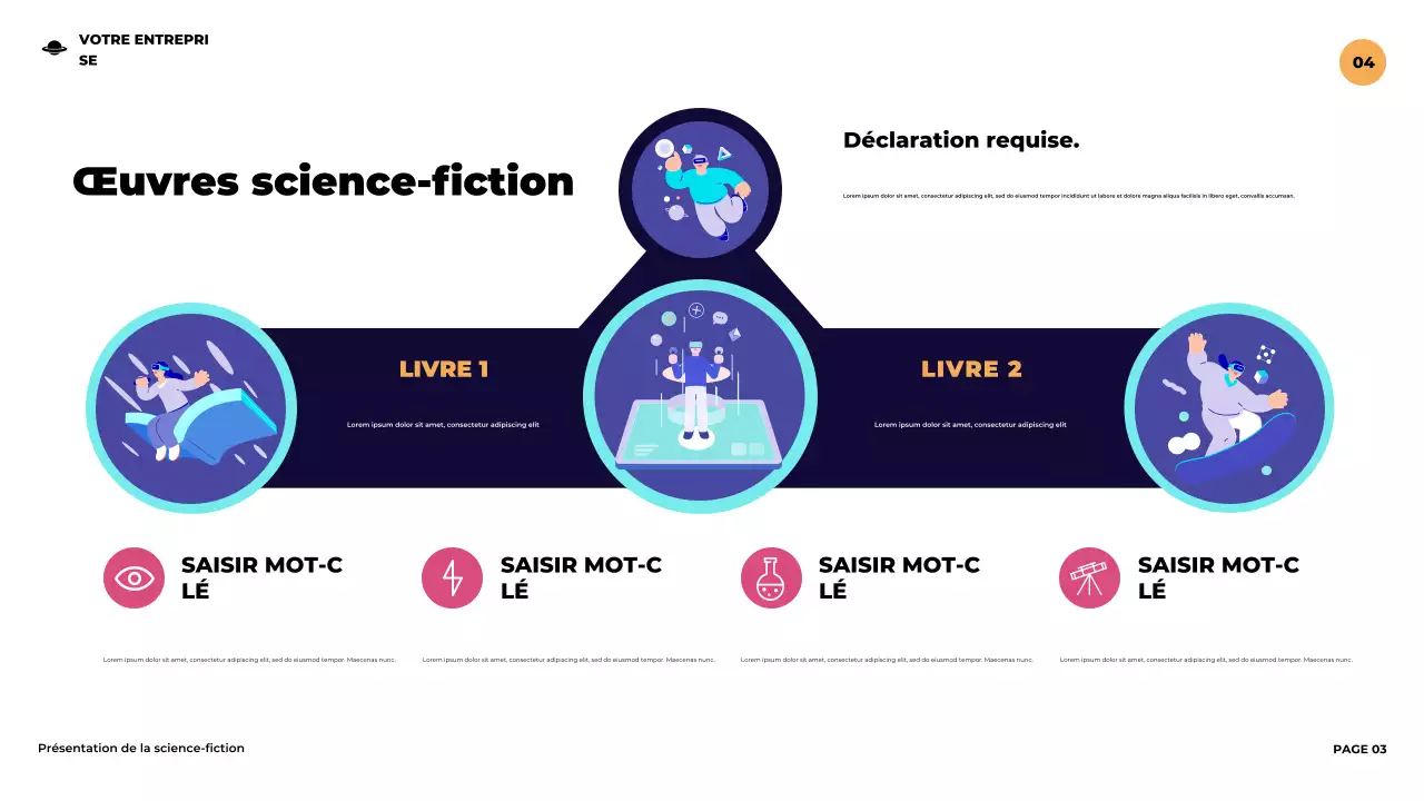 Présentation illustrative de science-fiction futuriste violette