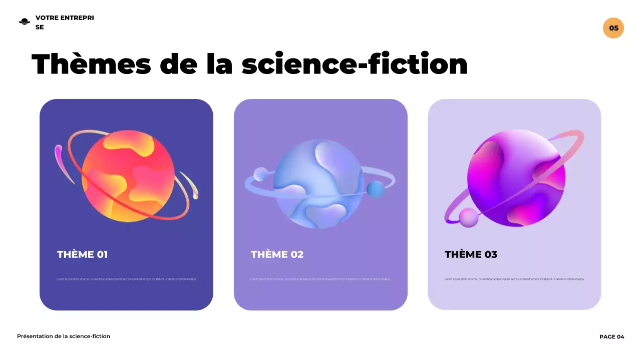 Présentation illustrative de science-fiction futuriste violette