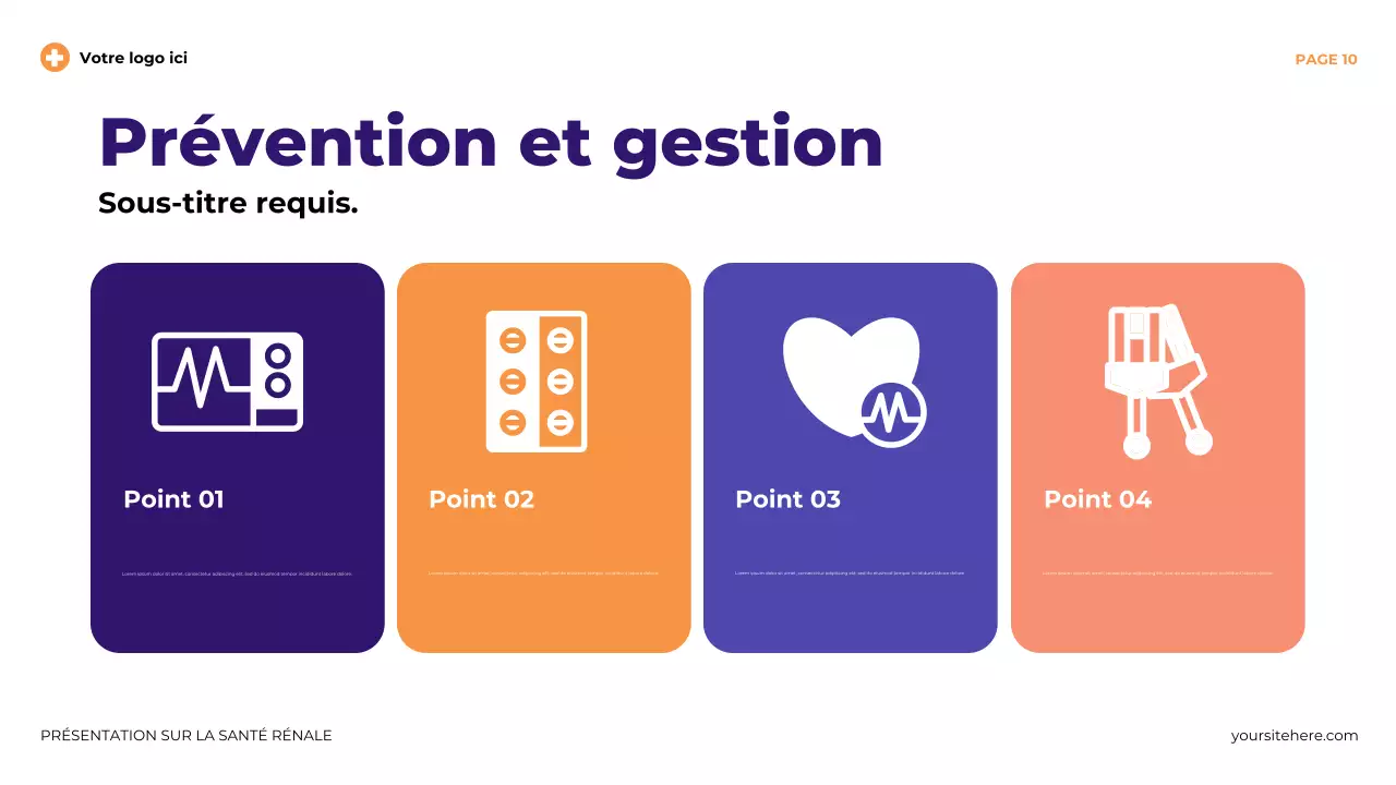 Présentation illustrative moderne et violette sur la santé rénale