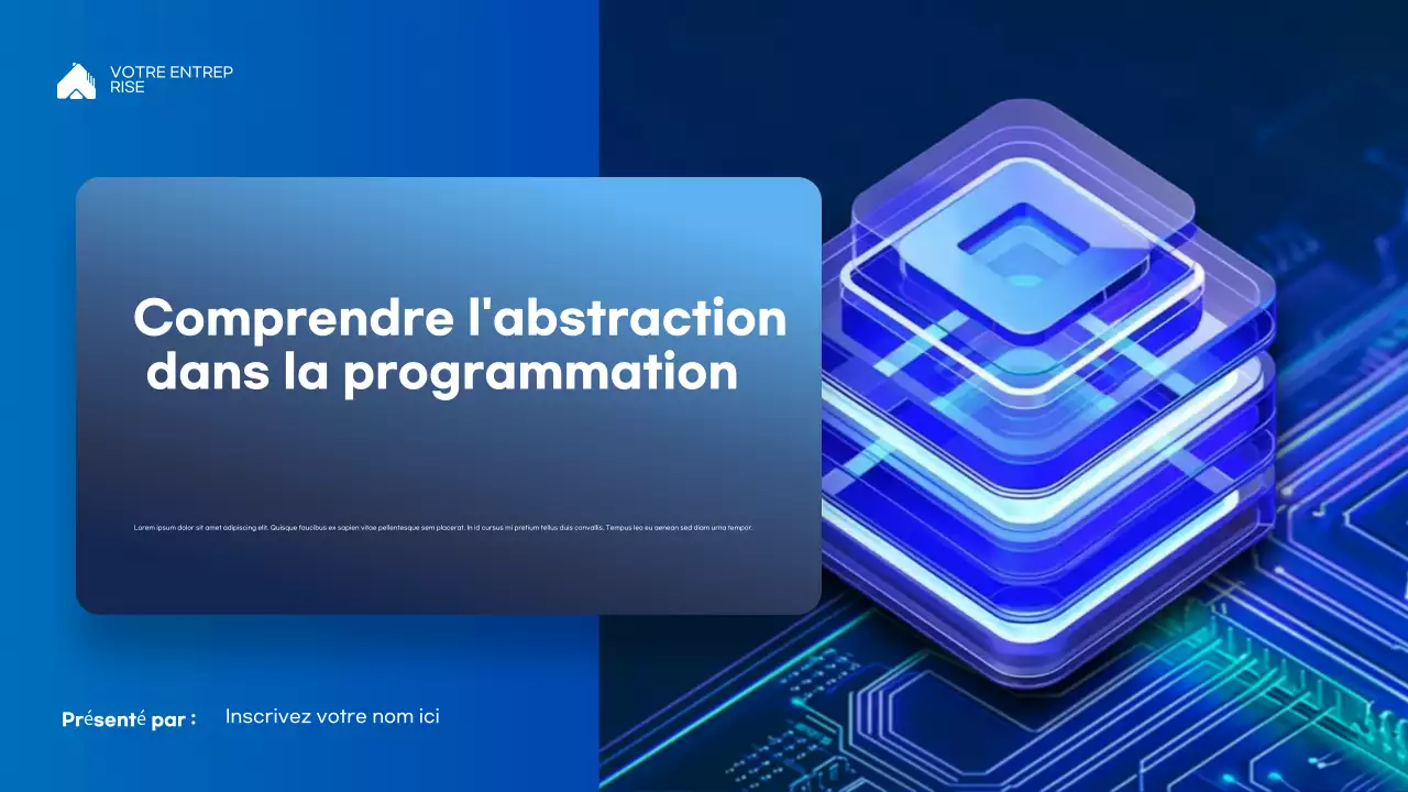 Présentation de la conférence sur la programmation moderne bleue
