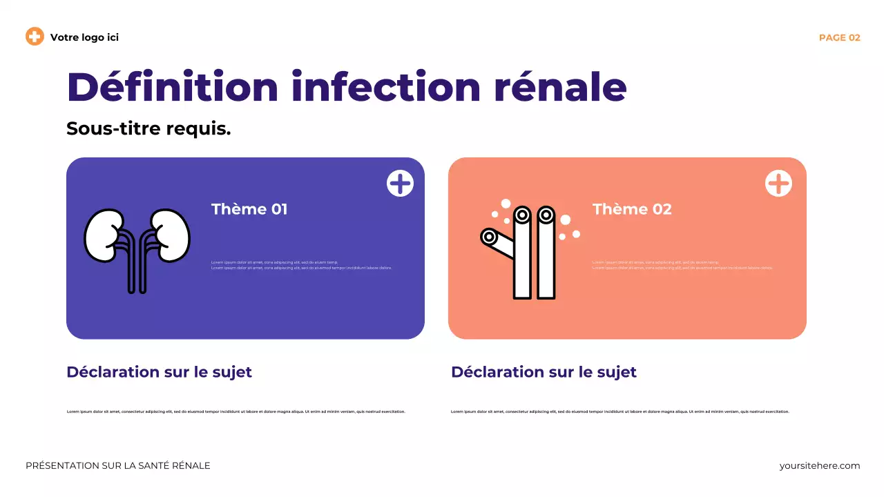 Présentation illustrative moderne et violette sur la santé rénale