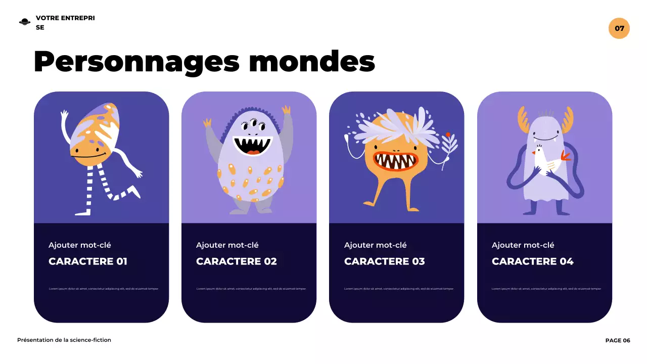 Présentation illustrative de science-fiction futuriste violette