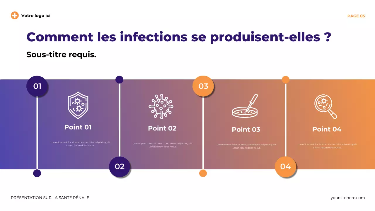 Présentation illustrative moderne et violette sur la santé rénale