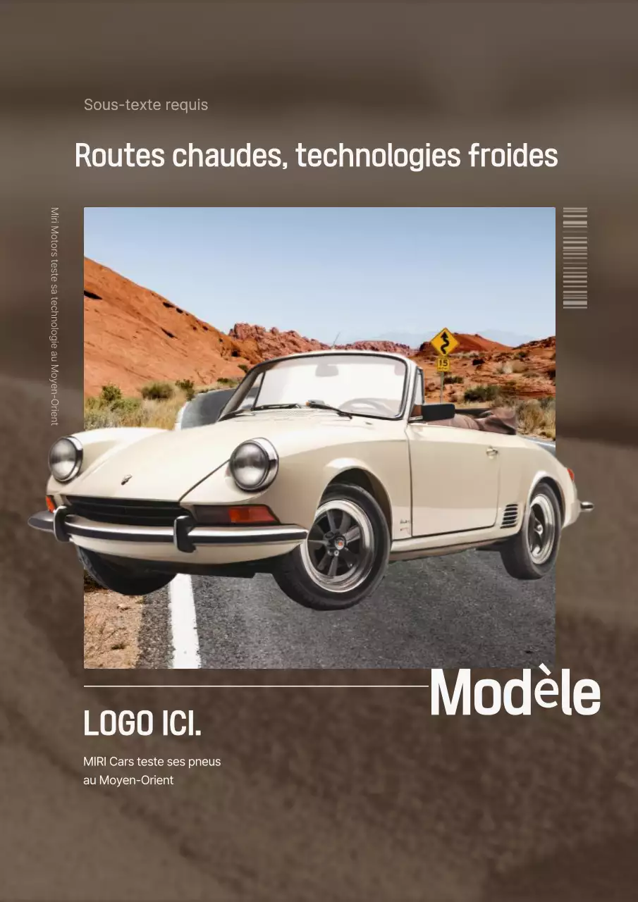 Publicité pour une voiture vintage beige