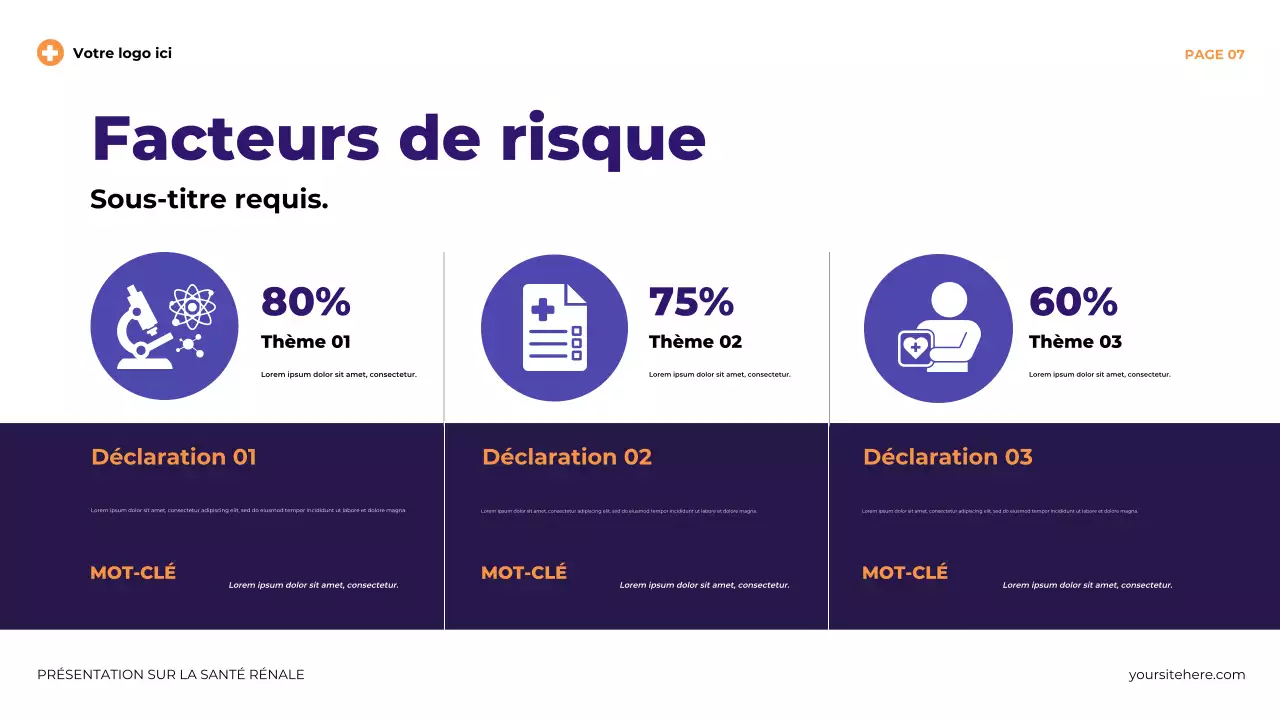 Présentation illustrative moderne et violette sur la santé rénale
