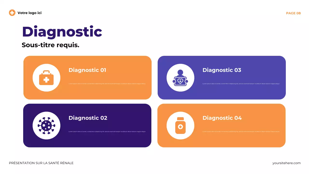 Présentation illustrative moderne et violette sur la santé rénale