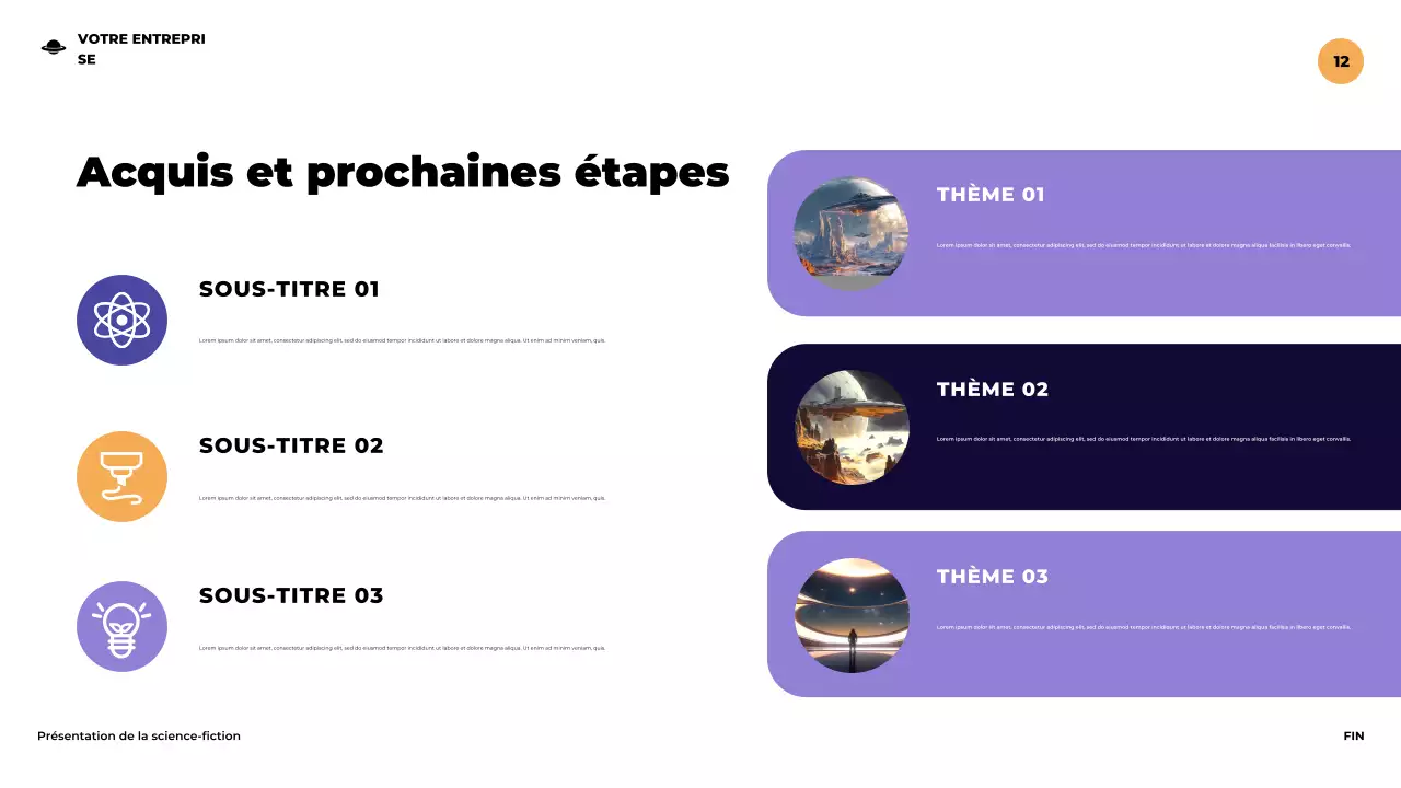 Présentation illustrative de science-fiction futuriste violette