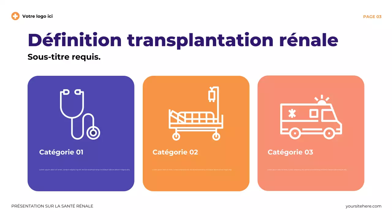 Présentation illustrative moderne et violette sur la santé rénale