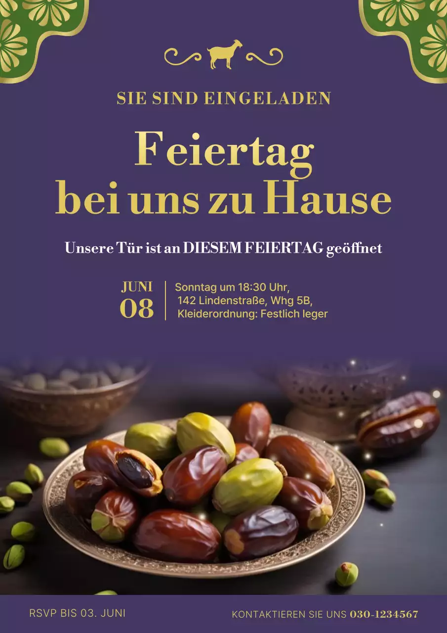 Elegantes Einladungsplakat zur Eid-al-Adha-Feier