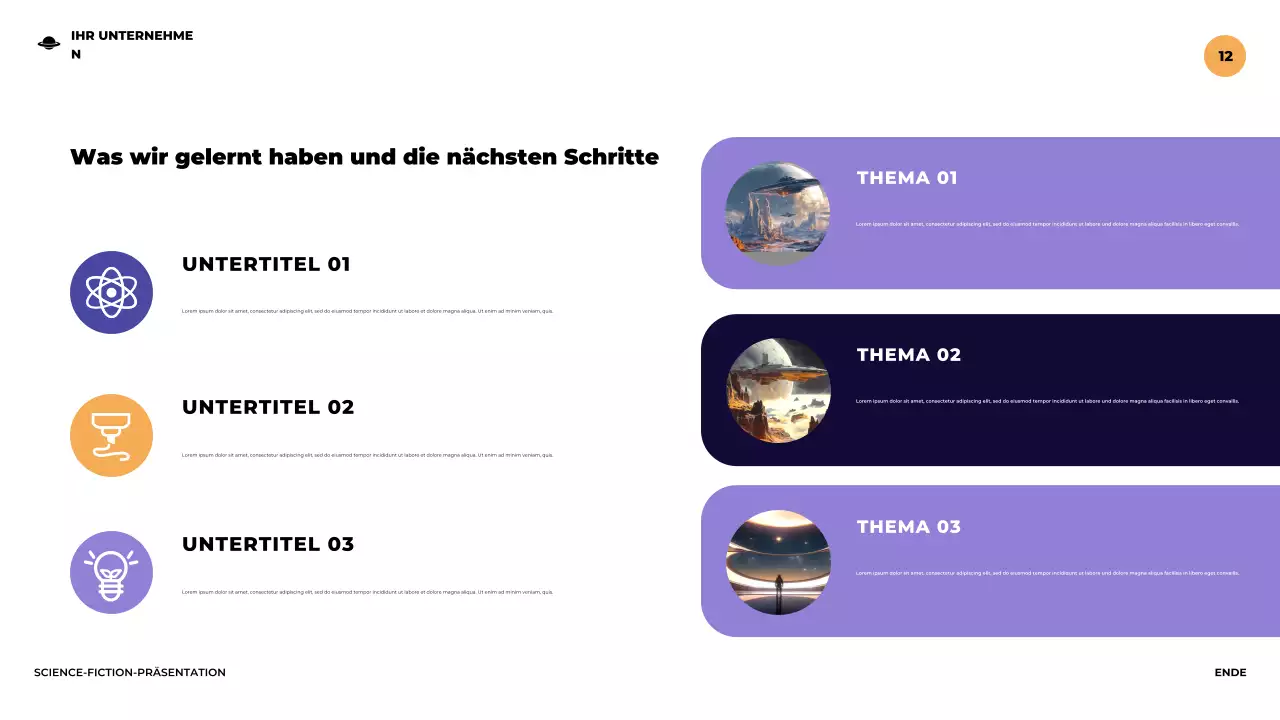 Lila Illustrative futuristische Science-Fiction-Präsentation