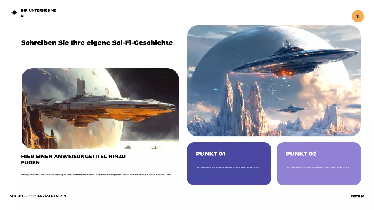 Lila Illustrative futuristische Science-Fiction-Präsentation