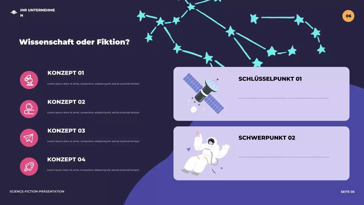 Lila Illustrative futuristische Science-Fiction-Präsentation