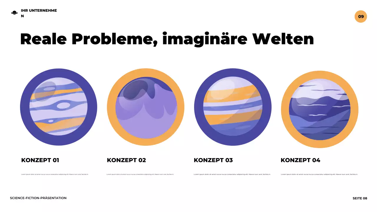 Lila Illustrative futuristische Science-Fiction-Präsentation