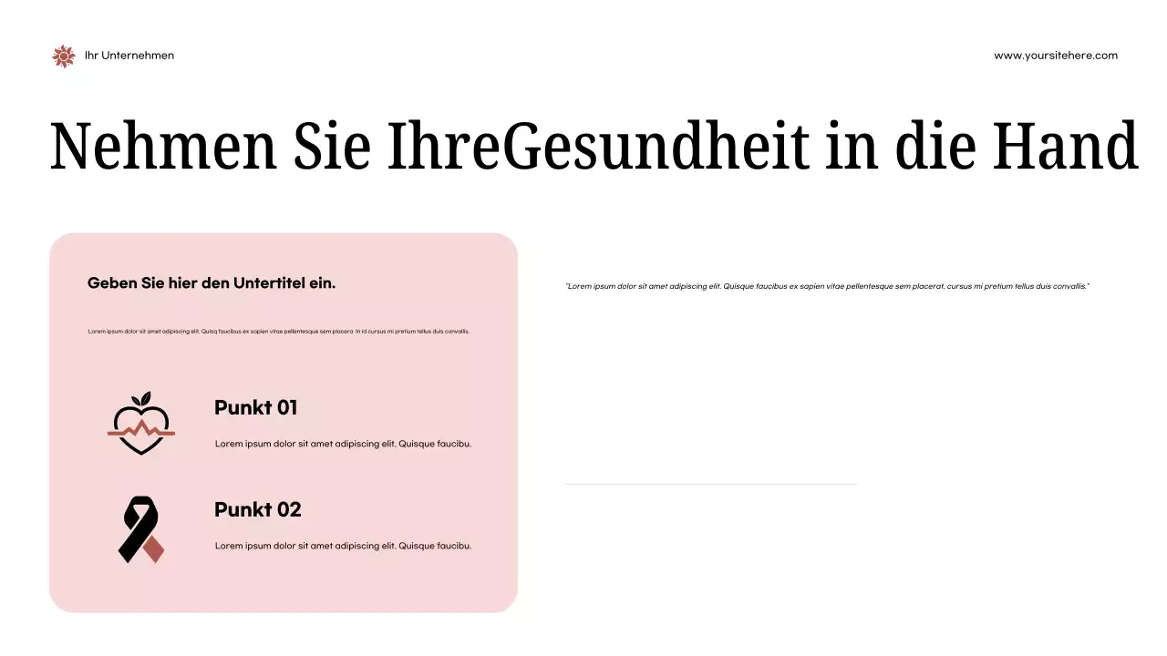 Rosa Moderne Gesundheitsankündigung Präsentation