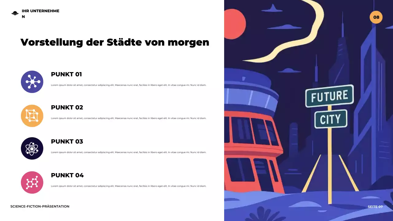 Lila Illustrative futuristische Science-Fiction-Präsentation