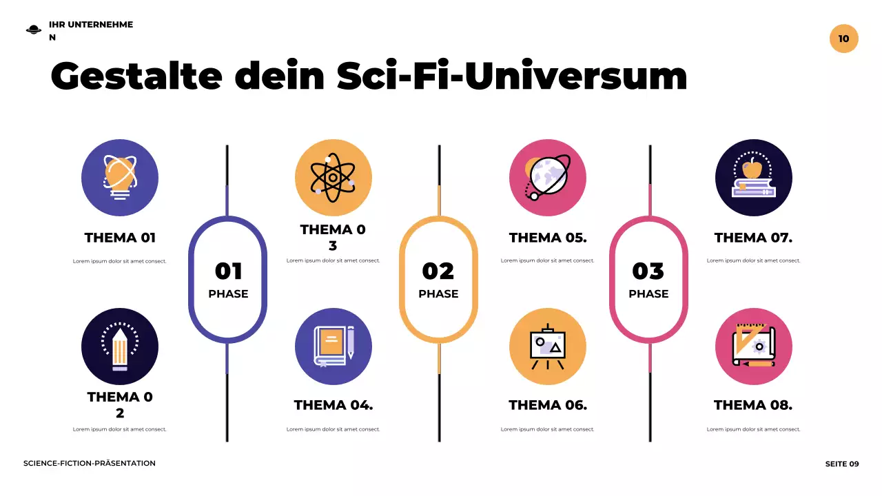 Lila Illustrative futuristische Science-Fiction-Präsentation