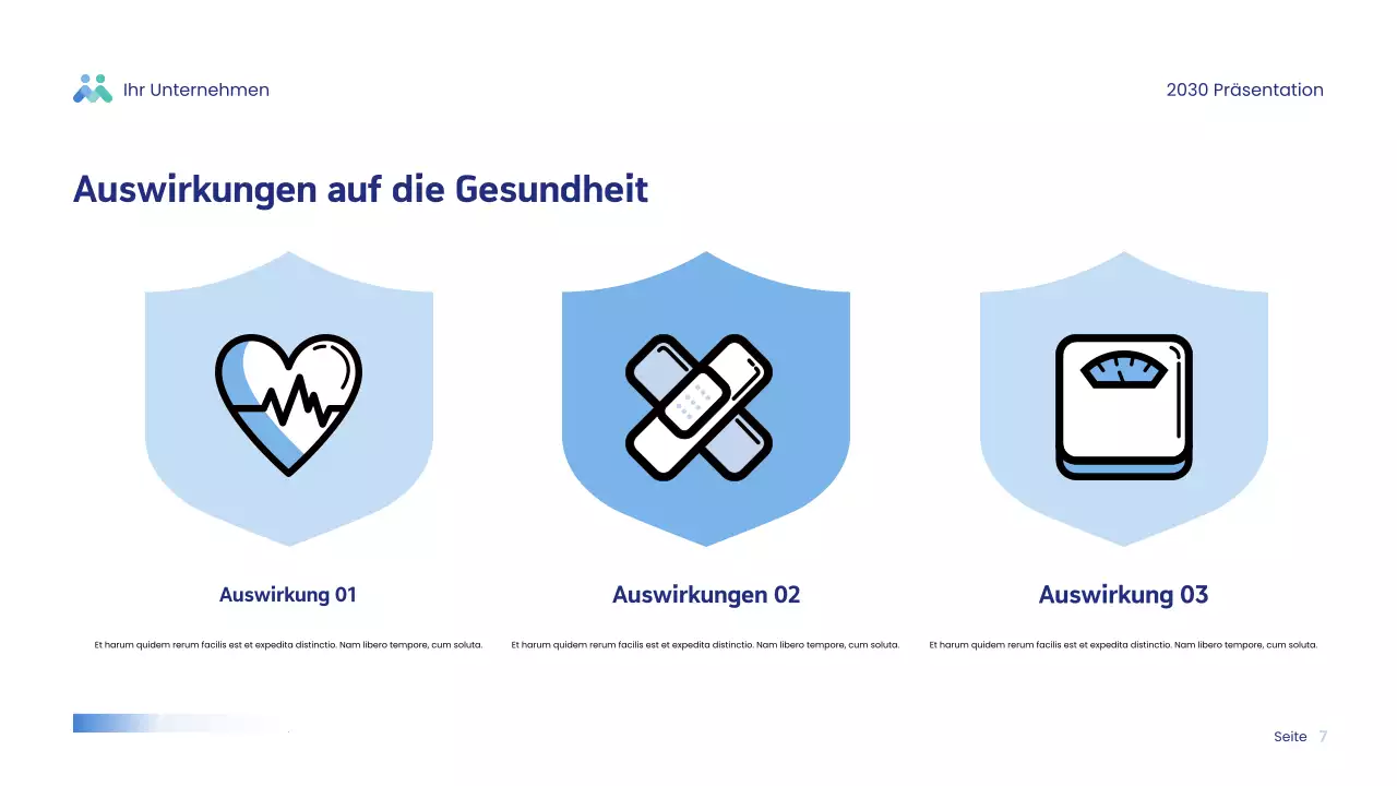 Blaue moderne Wellness-Präsentation