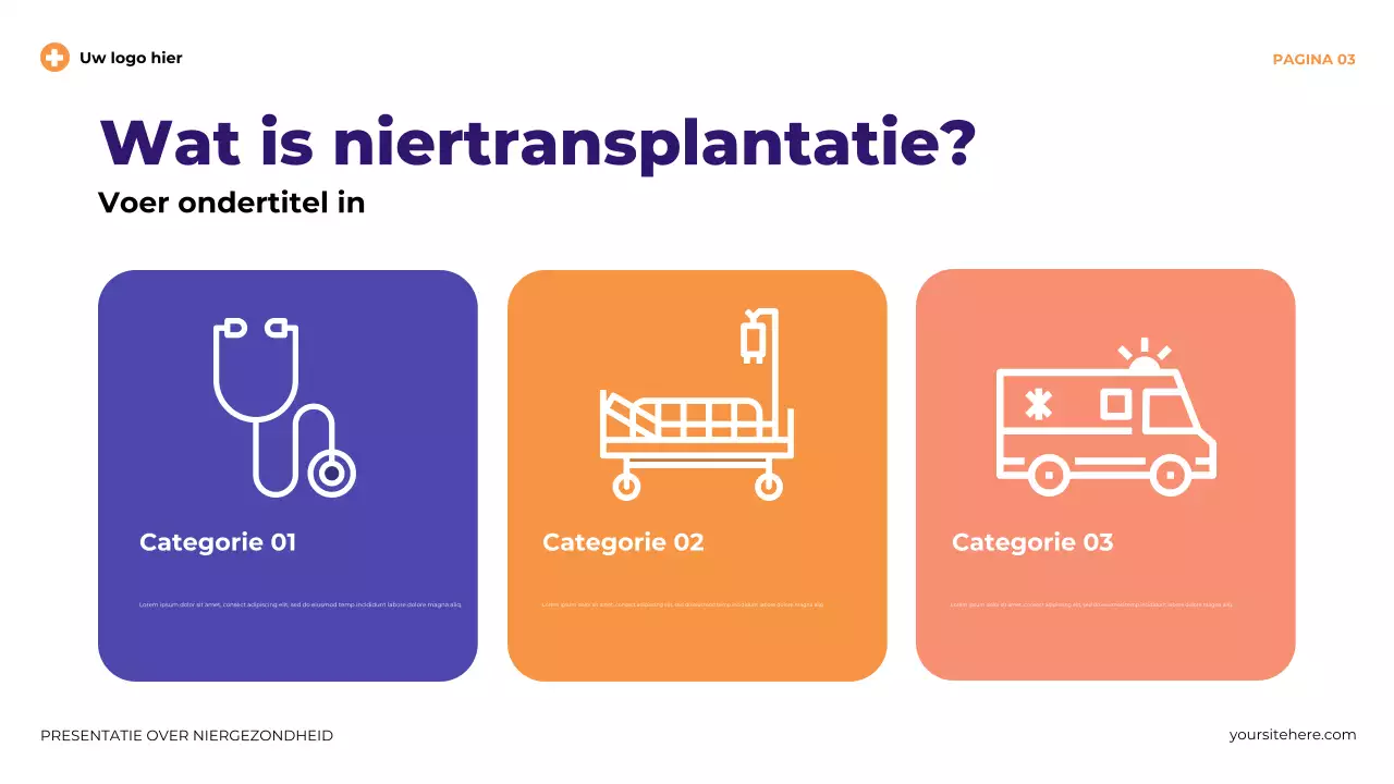 Paarse moderne illustratieve presentatie over niergezondheid