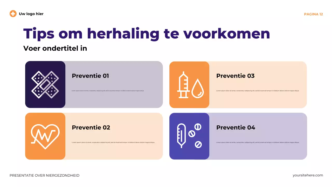Paarse moderne illustratieve presentatie over niergezondheid