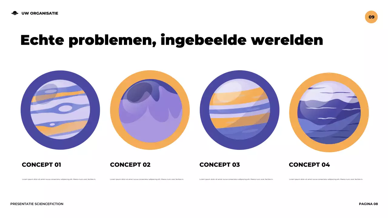 Paarse illustratieve futuristische sciencefictionpresentatie